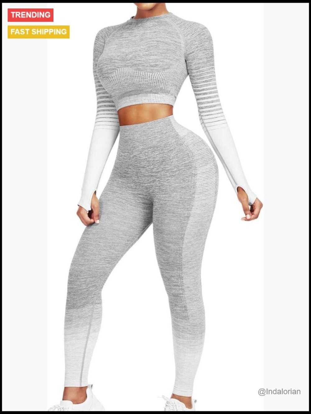 2 Piece Seamless Workout Set High Waist Leggings Crop Top Yoga Outfit
